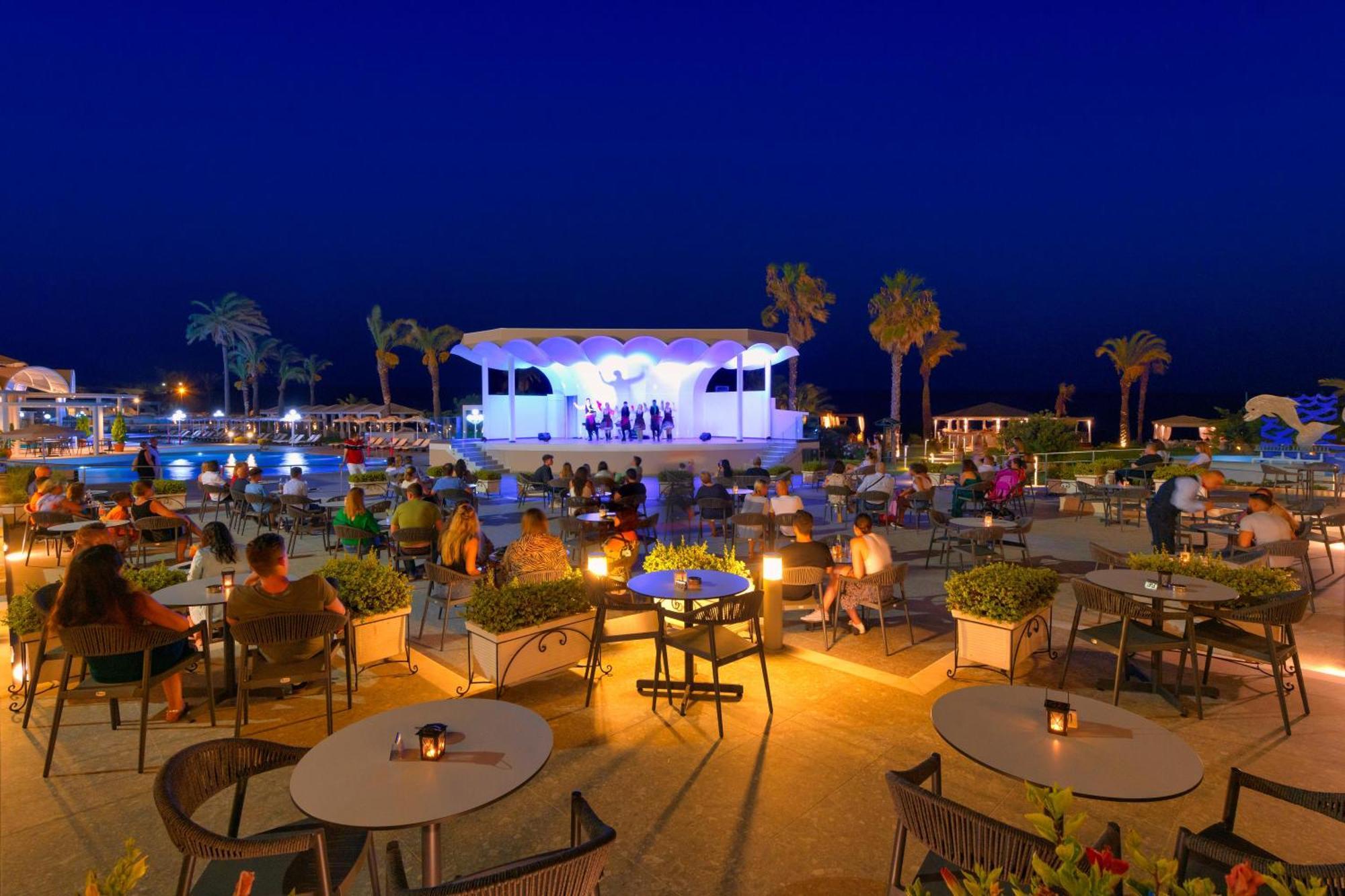 Rodos Palladium Leisure & Wellness Kallithea  Exterior photo The resort at night